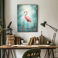 Flamingo In The Rain Poster