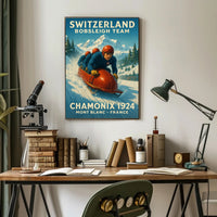 Switzerland Bobsleigh Team Chamonix 1924 Poster