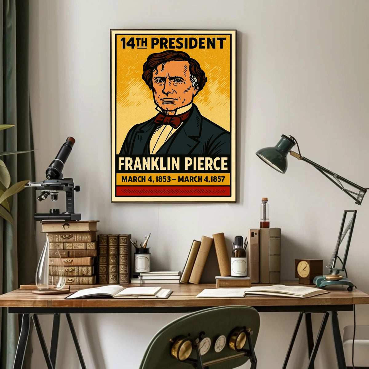 Franklin Pierce 14th President of the United States Inked Comic Style Poster