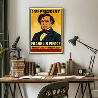 Franklin Pierce 14th President of the United States Inked Comic Style Poster
