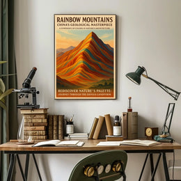 Rainbow Mountains ChinaS Geological Poster