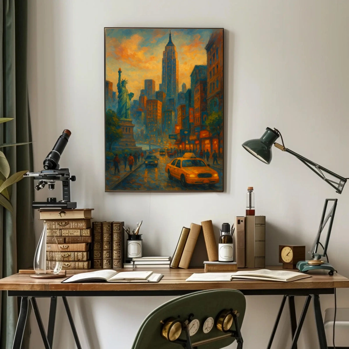 New York City Dusk Urban Scene Poster Modern Wall Art