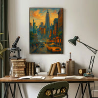 New York City Dusk Urban Scene Poster Modern Wall Art