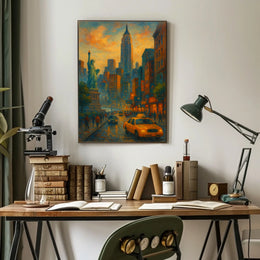 New York City Dusk Urban Scene Poster Modern Wall Art