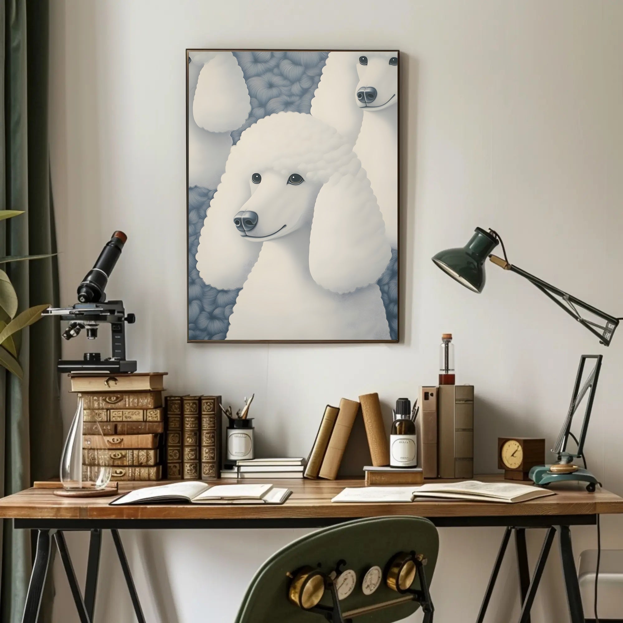 Poodle Poster Whimsical Portrait Art Print
