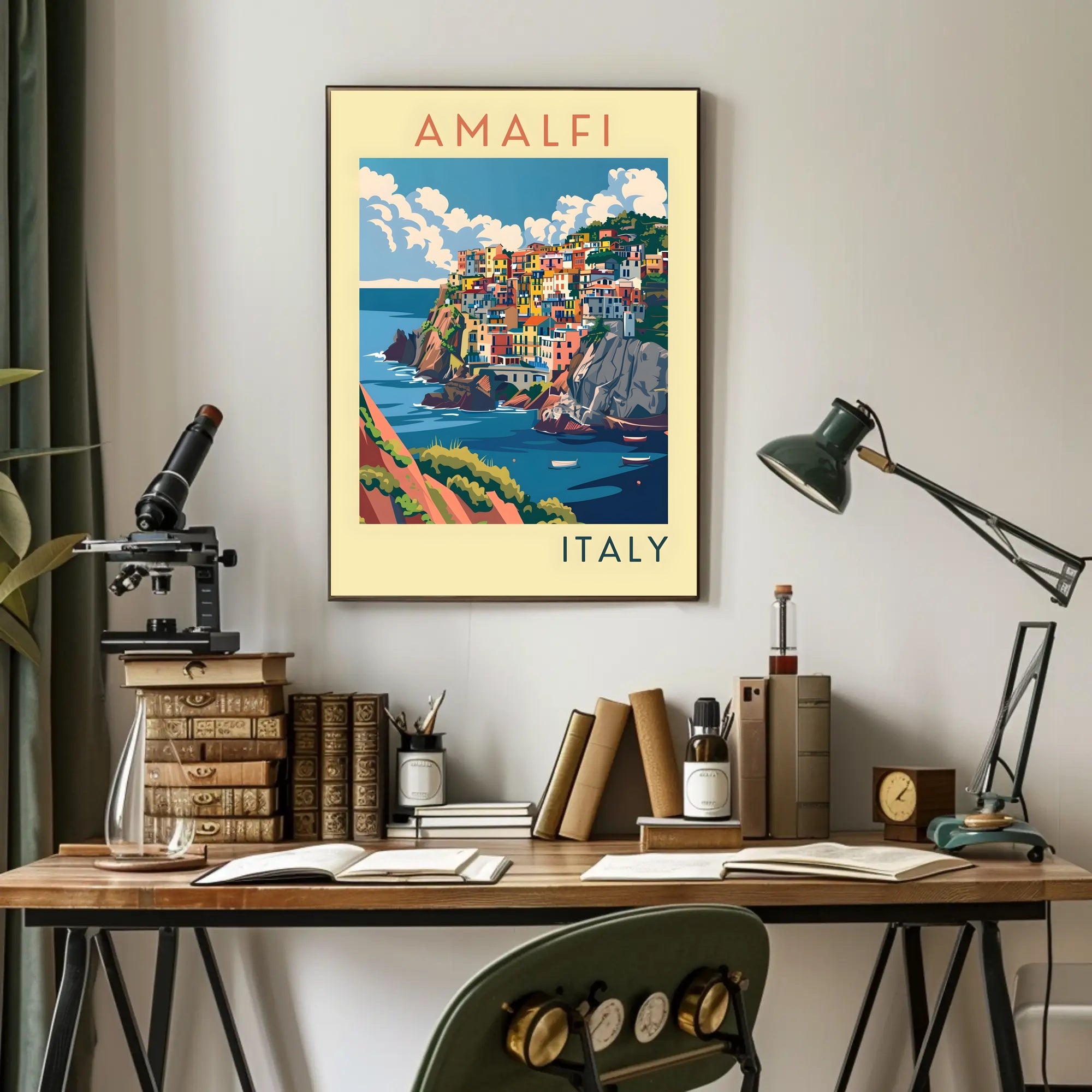 Amalfi Coast Illustration Poster