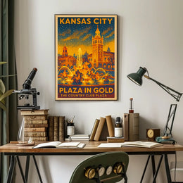 Kansas City Plaza In Gold Poster