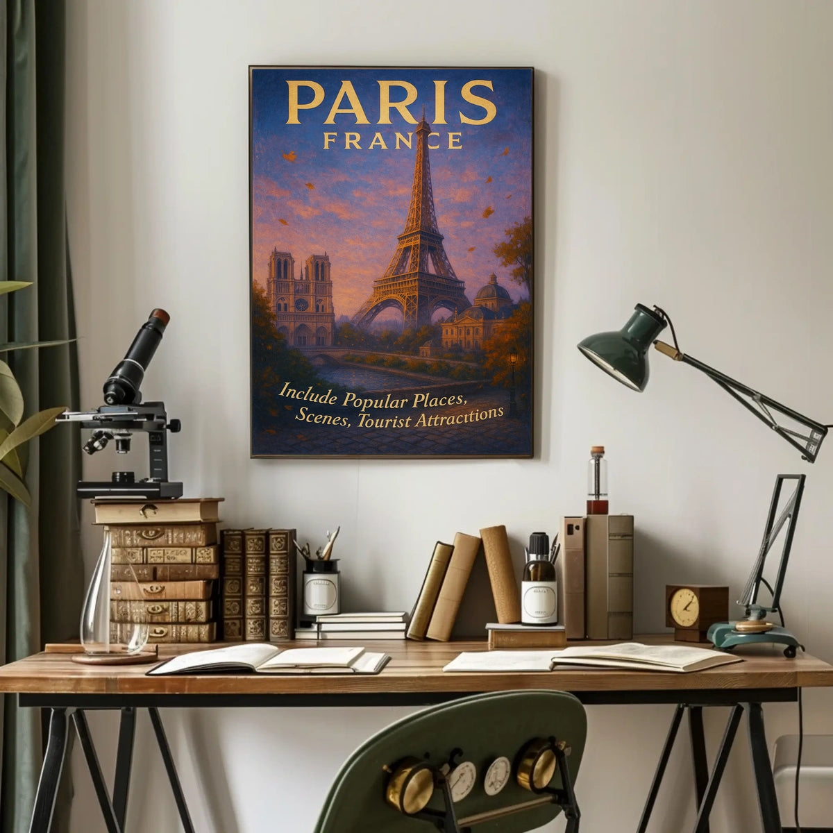Paris, France Iconic Landmarks Poster
