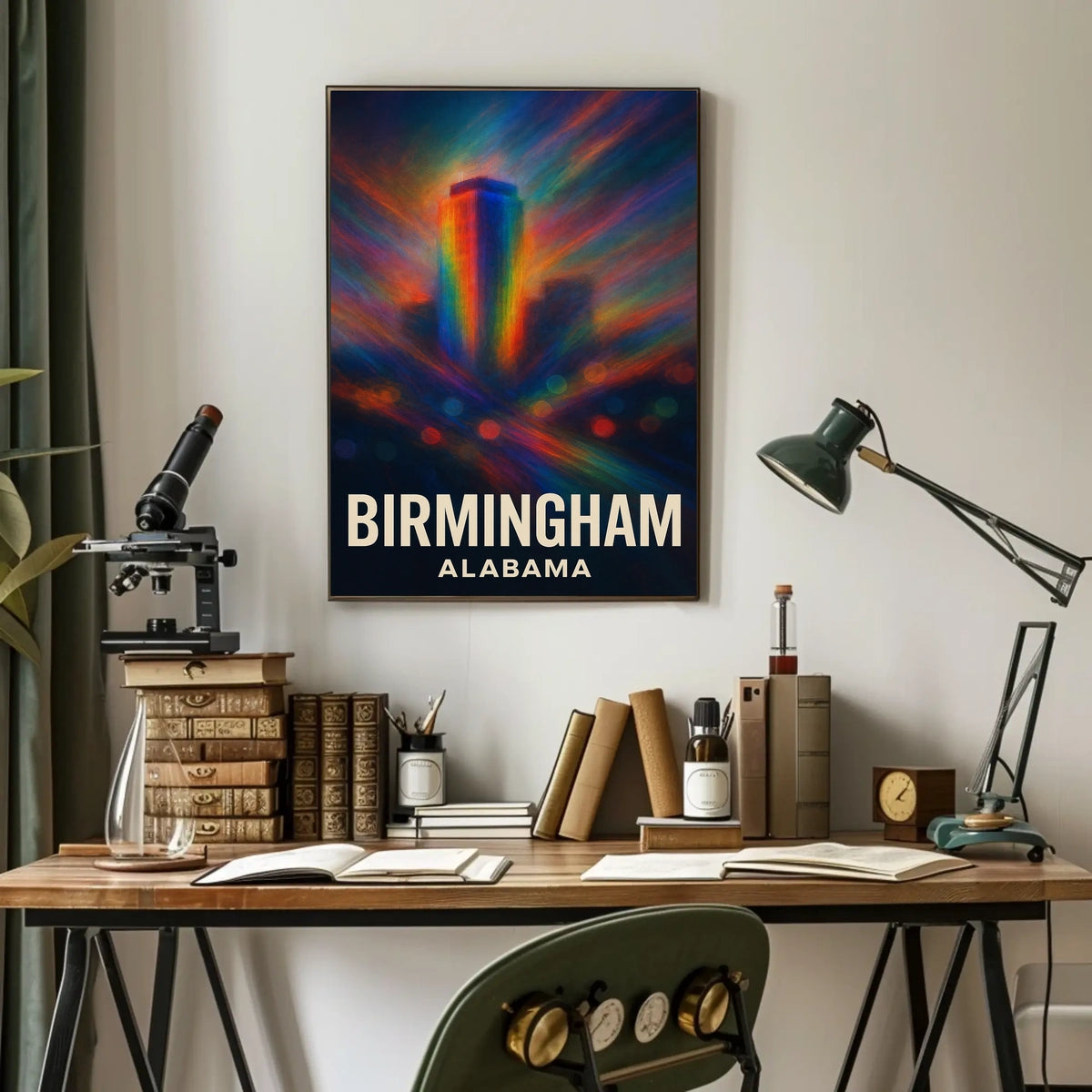 Birmingham Skyline Vibrant Vision Digital Painting Urban Cityscape Travel Inspired Decor Poster