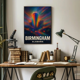 Birmingham Skyline Vibrant Vision Digital Painting Urban Cityscape Travel Inspired Decor Poster