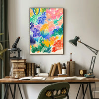 Vibrant Abstract Garden Scene Modern Art Poster