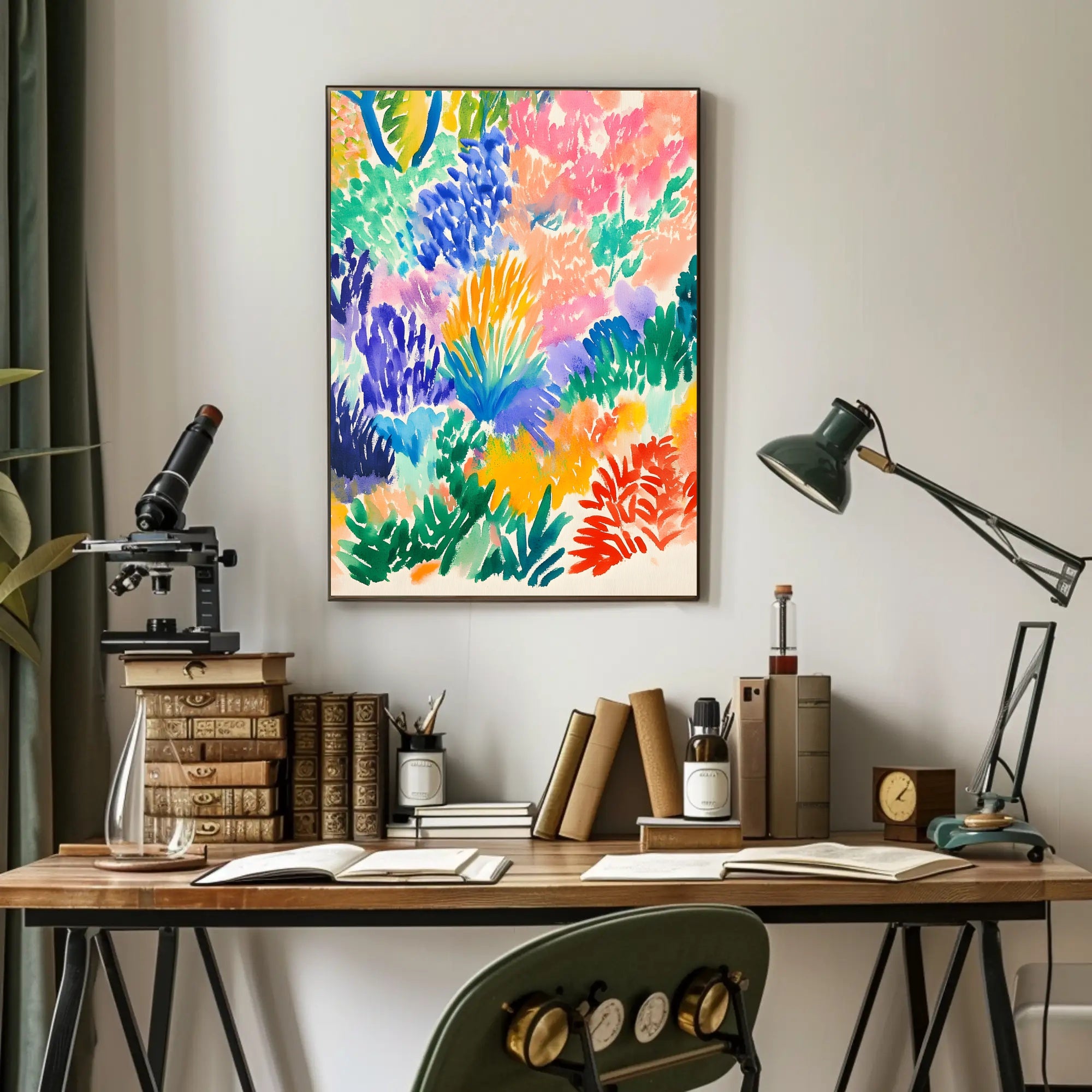 Vibrant Abstract Garden Scene Modern Art Poster