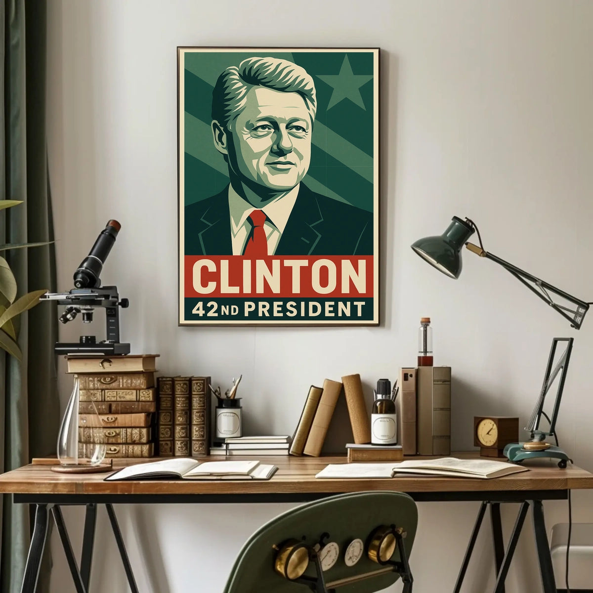 Clinton Cityscape 42nd President Wanderlust Poster
