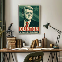 Clinton Cityscape 42nd President Wanderlust Poster