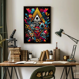 Futuristic Abstract Skull with Mechanical Elements Poster