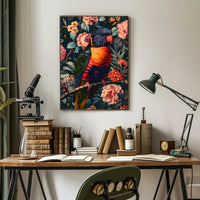 Vibrant Parrot Floral Paradise Poster Print