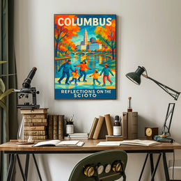 Columbus Reflections On The Scioto Poster