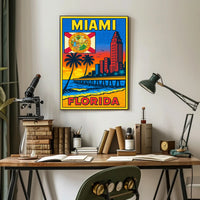 Miami, Florida Vibrant Cityscape Poster PosterGoat