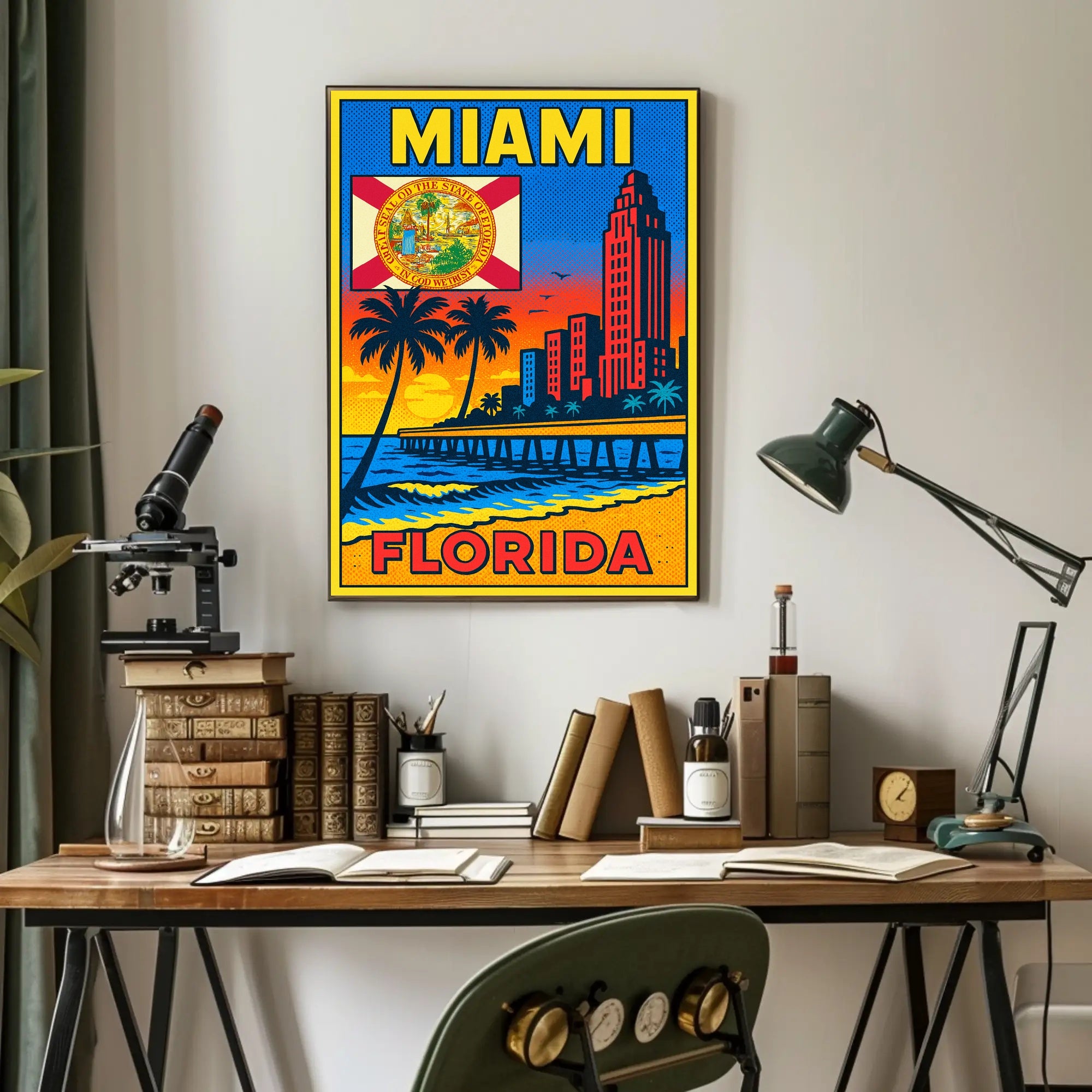 Miami, Florida Vibrant Cityscape Poster PosterGoat