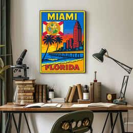 Miami, Florida Vibrant Cityscape Poster PosterGoat