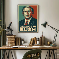 George W Bush Portrait Patriot Photography Realism Poster