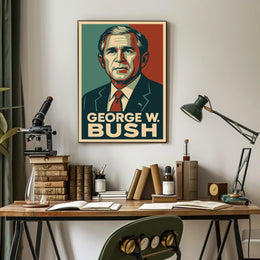 George W Bush Portrait Patriot Photography Realism Poster