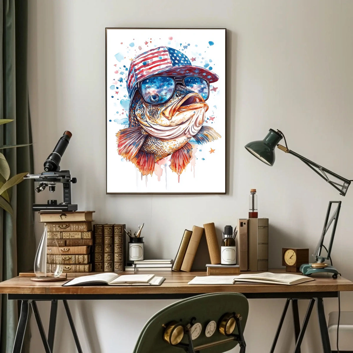 Bass Fish Wearing Backwards Snapback Cap Art Poster