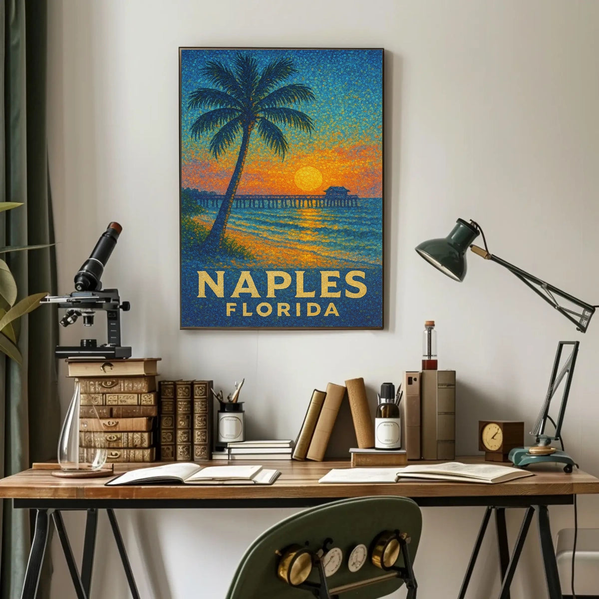 Naples Florida Sunset Poster Wall Art 18x24 Coastal Decor