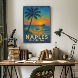Naples Florida Sunset Poster Wall Art 18x24 Coastal Decor