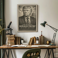 Donald Trump Era Determination Engraved Cinematic American Leader Patriotism Poster