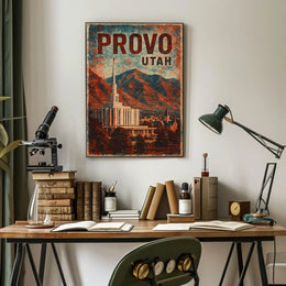 Provo Cityscape Retro Lithograph Collectors Poster