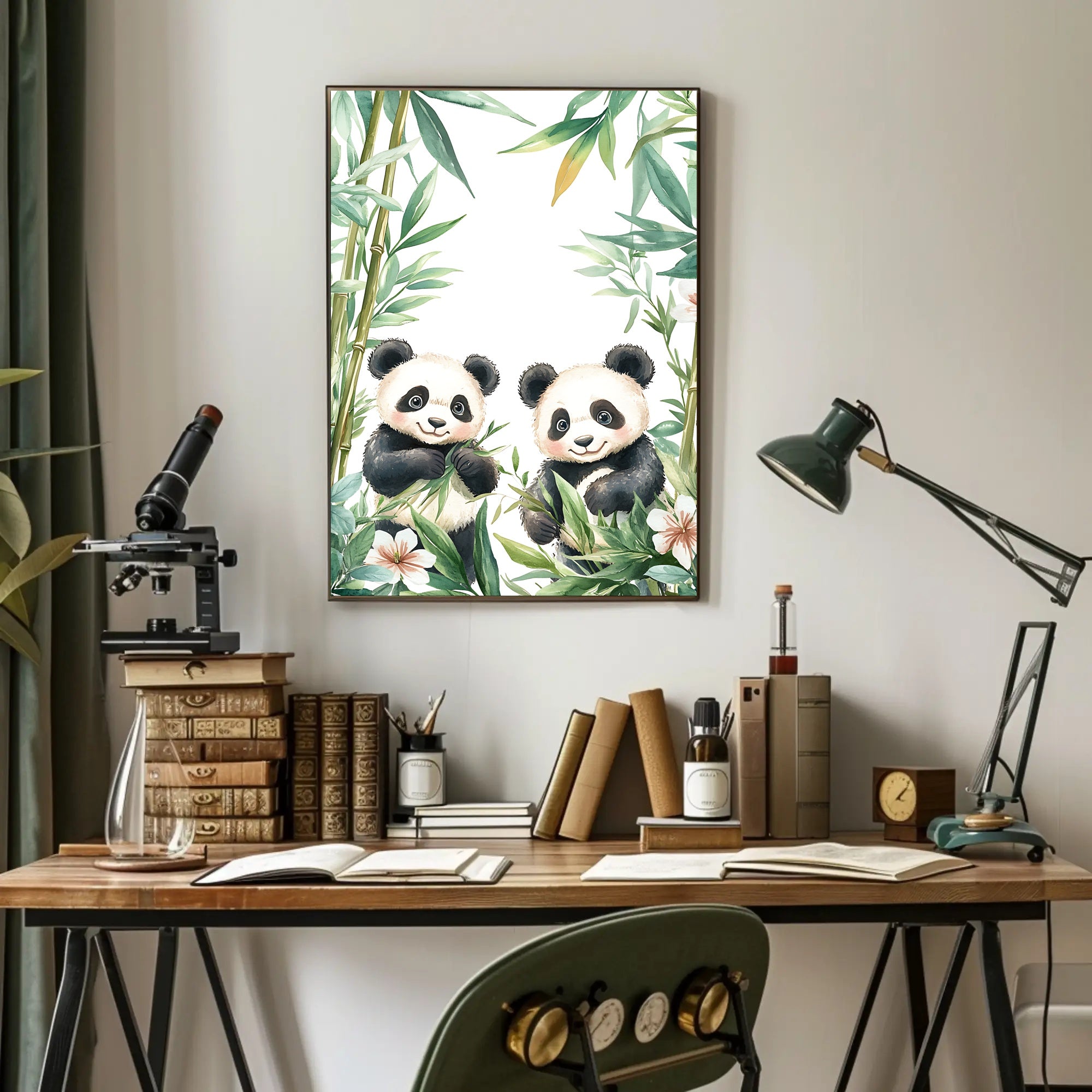 Enchanting Pandas in Bamboo Animal Poster