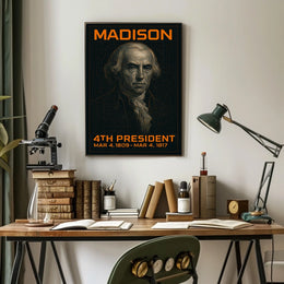 James Madison 4th President of the United States Techno Schematic Poster