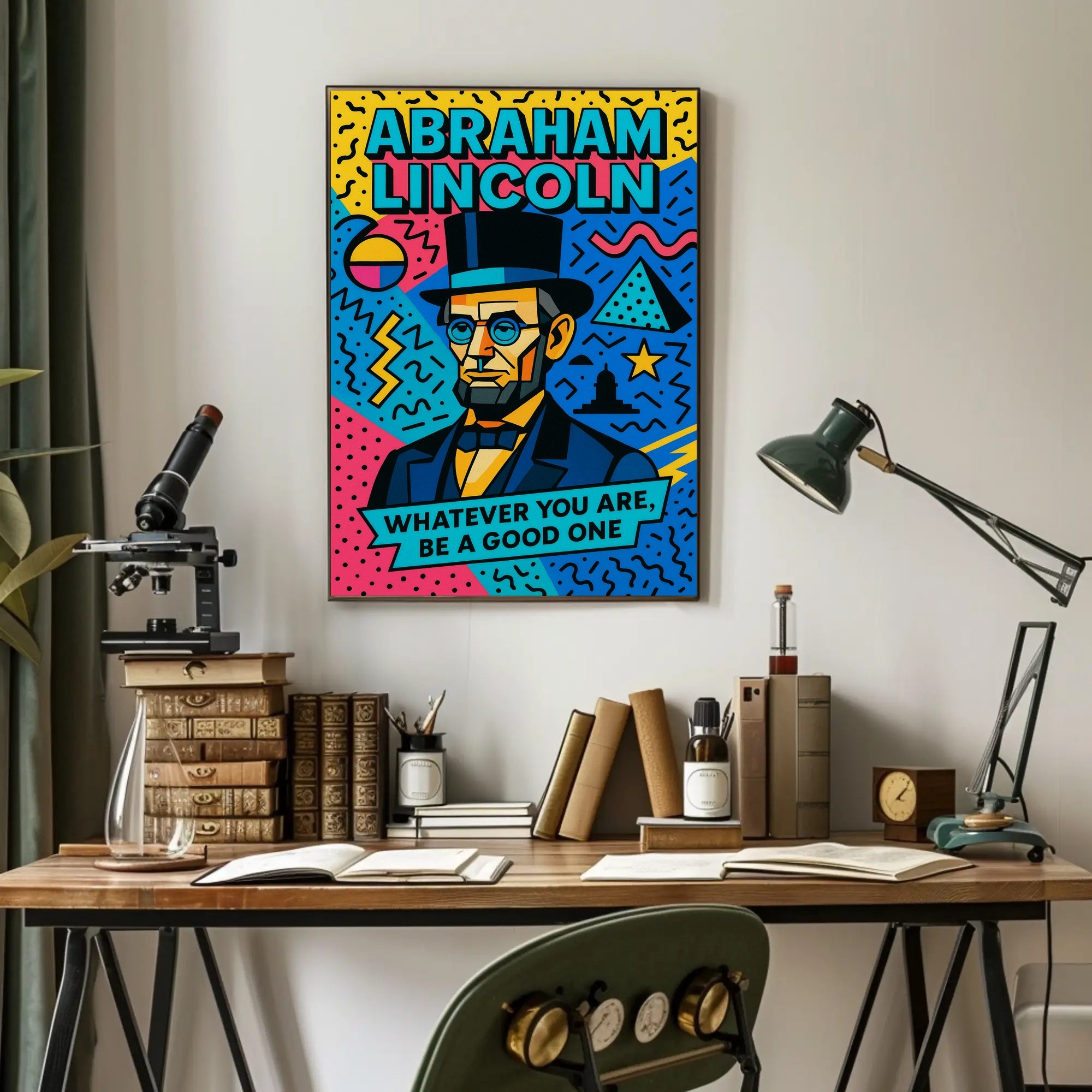 Colorful Pop Art Abraham Lincoln Motivational Quote Poster PosterGoat