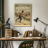 Vermont Winter Scenic Poster Wall Art Print