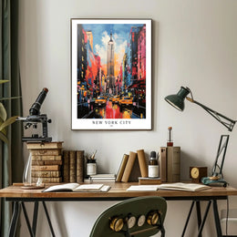 New York City Skyline Vibrant Urban Cityscape Poster PosterGoat