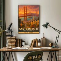 San Francisco Vintage Wall Art Poster Bay Scenery