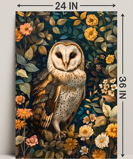 Barn Owl Enchantment in Bloom: Animal Poster
