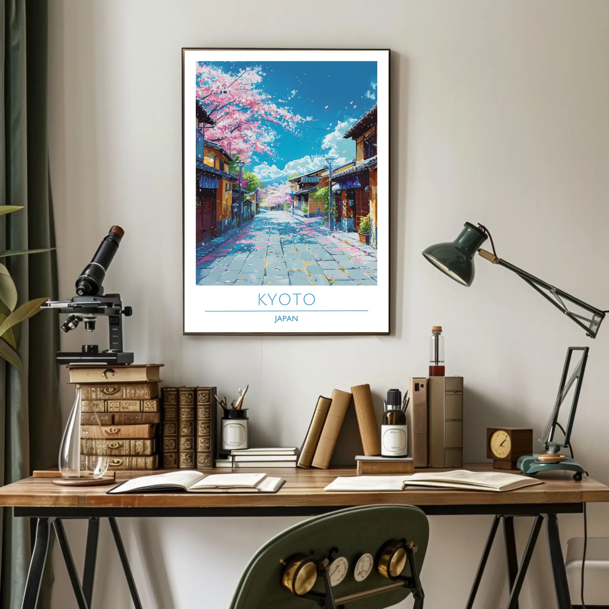 Kyoto Cherry Blossom Street Scene Travel Poster