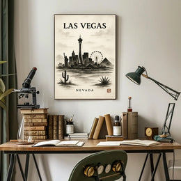 Las Vegas Skyline Artistic Urban Cityscape Poster