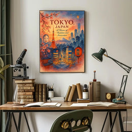 Tokyo Skyline Watercolor Poster: Tradition Meets Modernity