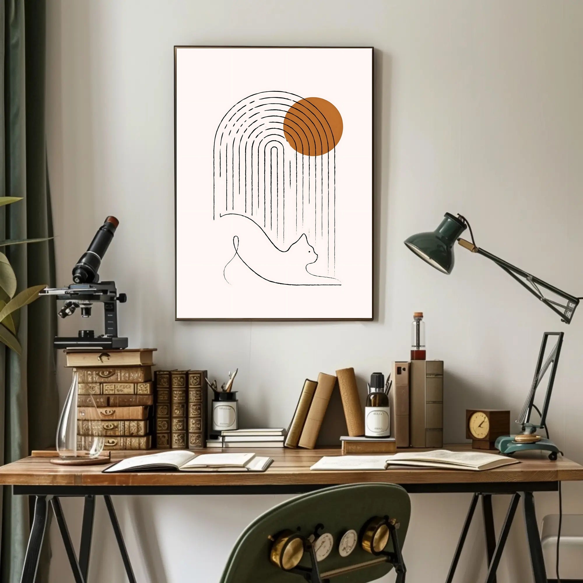 Minimalist Cat and Arch Design Poster
