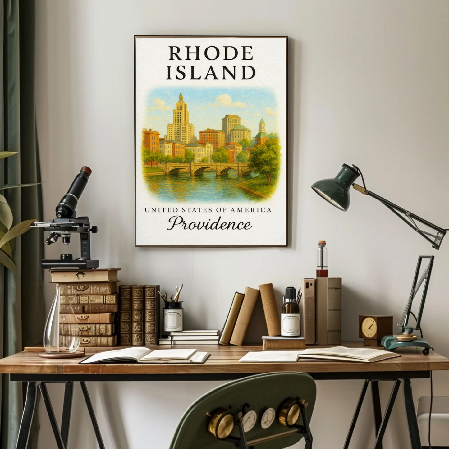 Providence Rhode Island Historic Riverwalk Downtown Travel Poster Travel Poster
