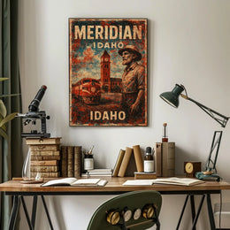 Meridian Idaho Nostalgic Scenic Travel Wanderlust Poster