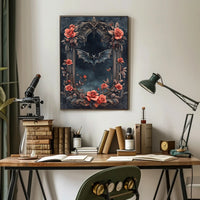 Gothic Elegance With Roses And Bat Poster