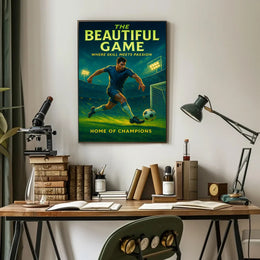 Soccer Champion in Action: Inspiring Sports Poster PosterGoat