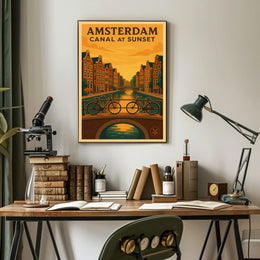 Amsterdam Canal at Sunset Poster