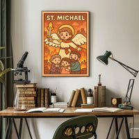 St. Michael Protector In Flames Poster