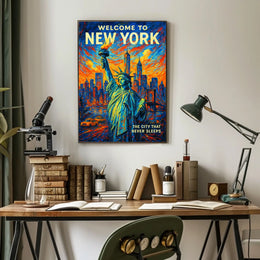 Welcome To New York Poster Modern Urban Life Wall Art