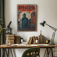 Syracuse Domed Landmark Travel Art Deco Collectors Poster